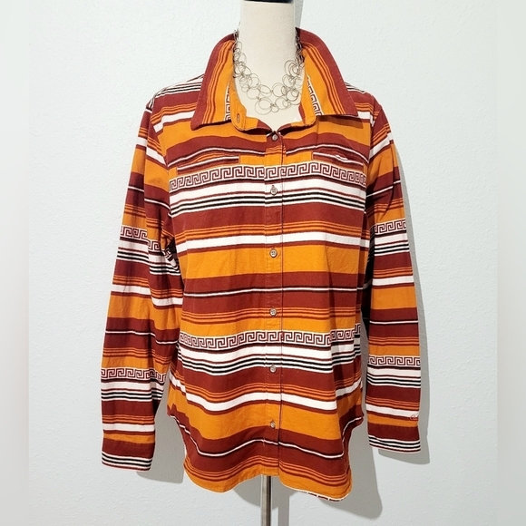 Cabela's Tops - Cabela’s Women’s Size XL Shirt Shacket Southwest Aztec Stripe 100% Cotton